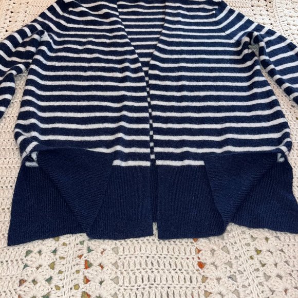Madewell Navy/White Stripe Merino Wool/Alpaca Long Open Front Cardigan  Sz Med - Picture 4 of 8